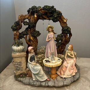 Charming Figurine with Ladies in Pastel Dresses Music Box